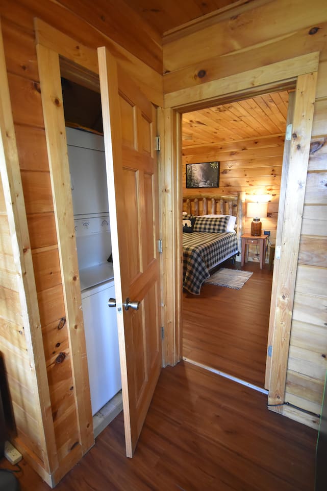 The lower floor gameroom has a stackable washer and dryer.  Bring your own laundry detergent. 