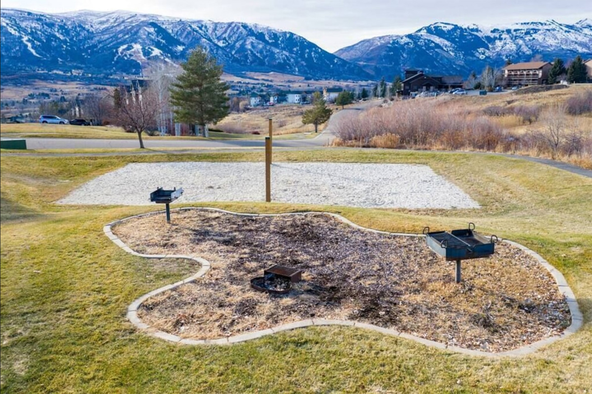 Resort-style sand volleyball court for active fun.