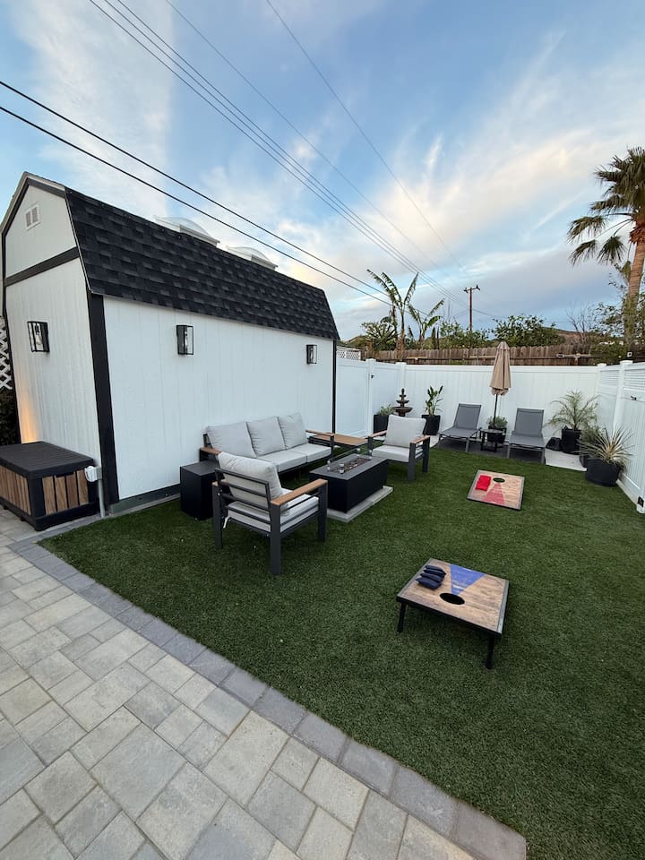 Backyard Seating and Fire Table