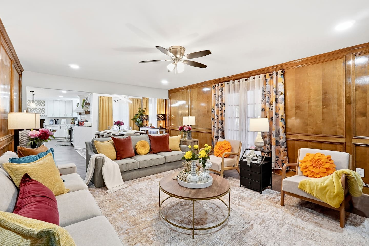Enjoy a warm and inviting space featuring two comfortable couches and a charming fireplace perfect for relaxing, chatting, or unwinding after a long day.