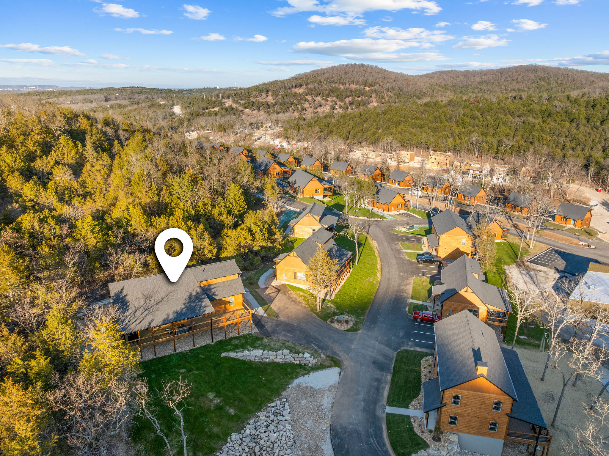 Another perspective showing how the cabin fits into the landscape.