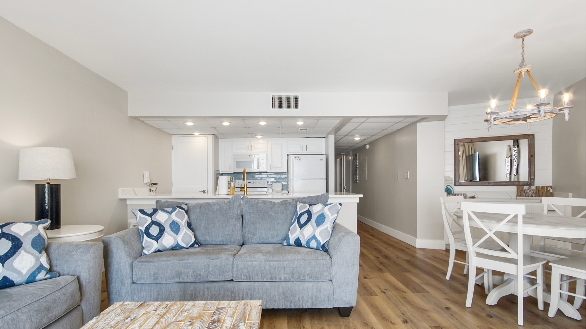 Comfy seating in the main area of the condo