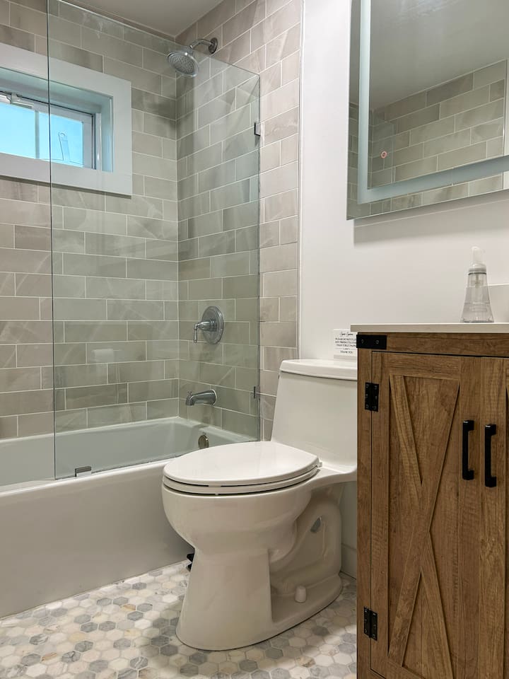 Bathroom 2 is on the ground floor and has been newly remodeled