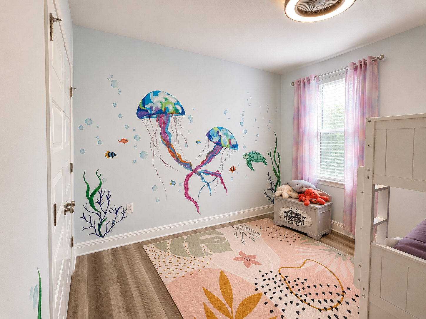 Fun bunk room with full-over-full bunk and twin trundle; sleeps up to 5 kids or 3 adults comfortably.