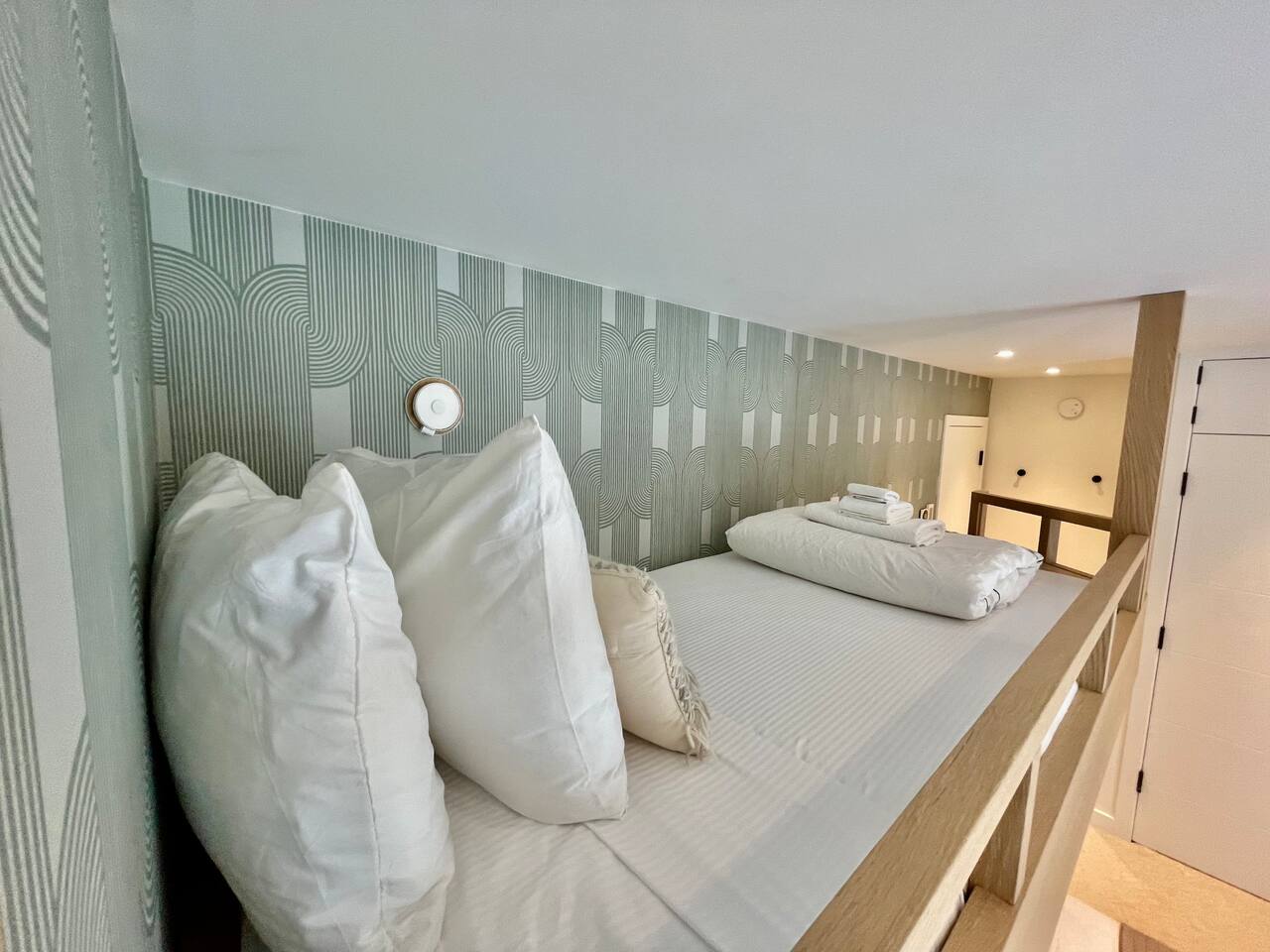Bedroom #3 features solid oak built-in overhead Twin XL bed with privacy reading light and USB/AC power outlet