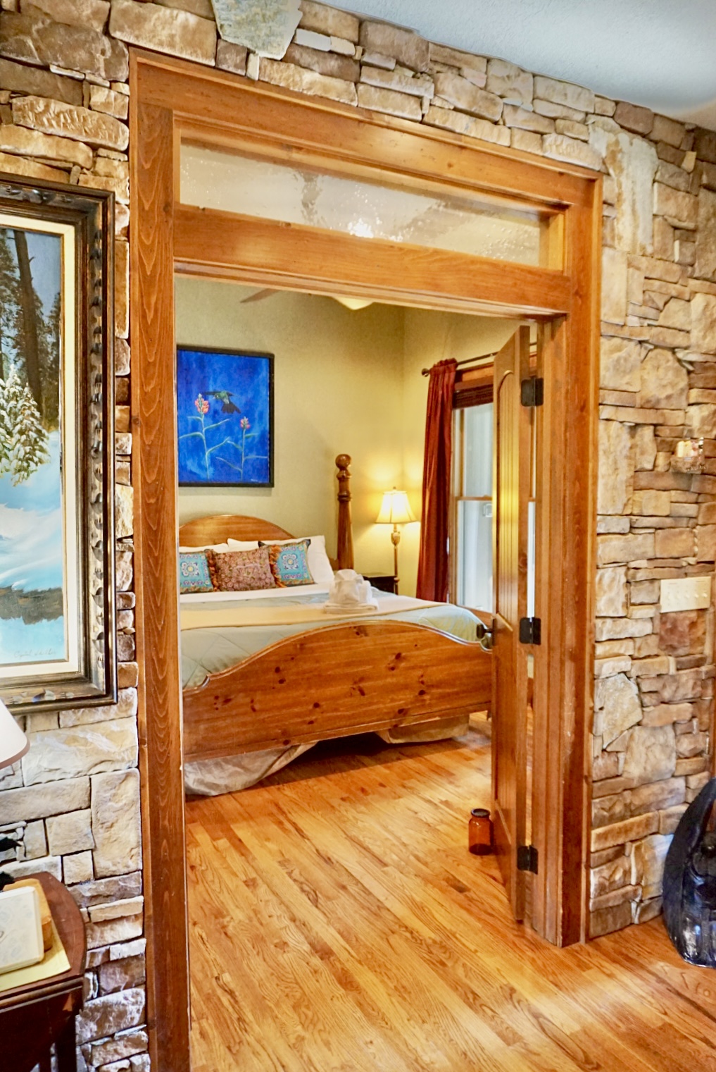 Rustic dreams await. Sink into comfort in this cozy bedroom.