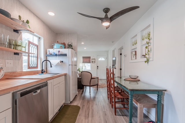 Open concept with a cool "door" table