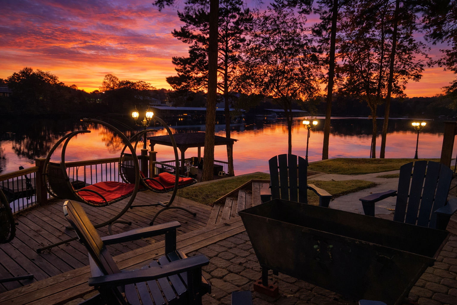 Golden hour at the lake… and nowhere else to be 
Unplug, unwind, and let the sunset do the talking at Lakeside Hideaway.