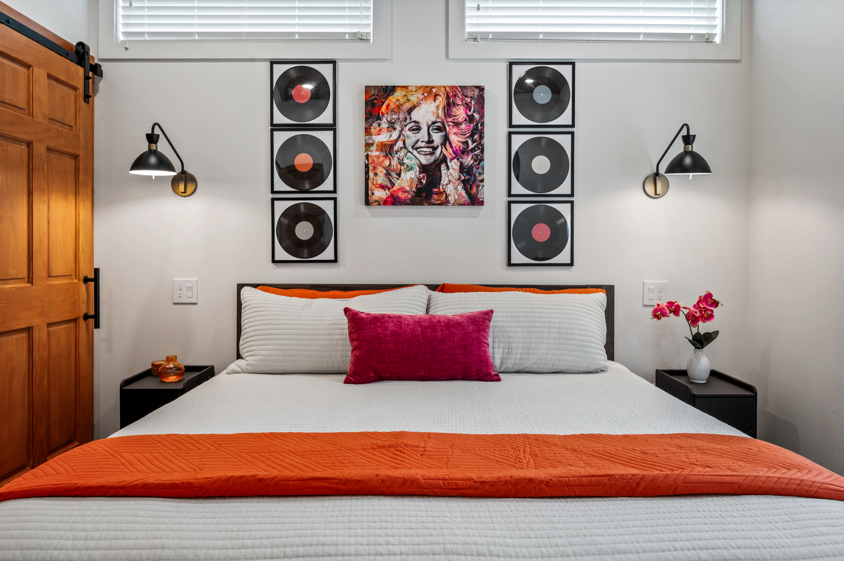 Relax in this main floor King Bedroom, convenient with the bathroom right outside the door and steps from the kitchen.