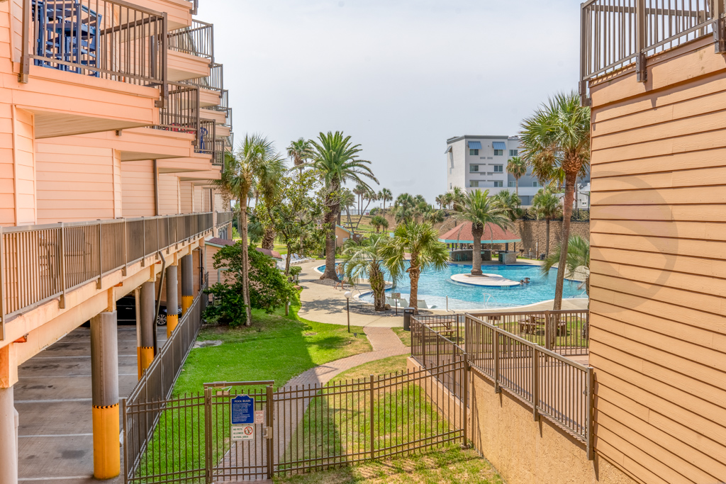 This is the view from balcony to pool