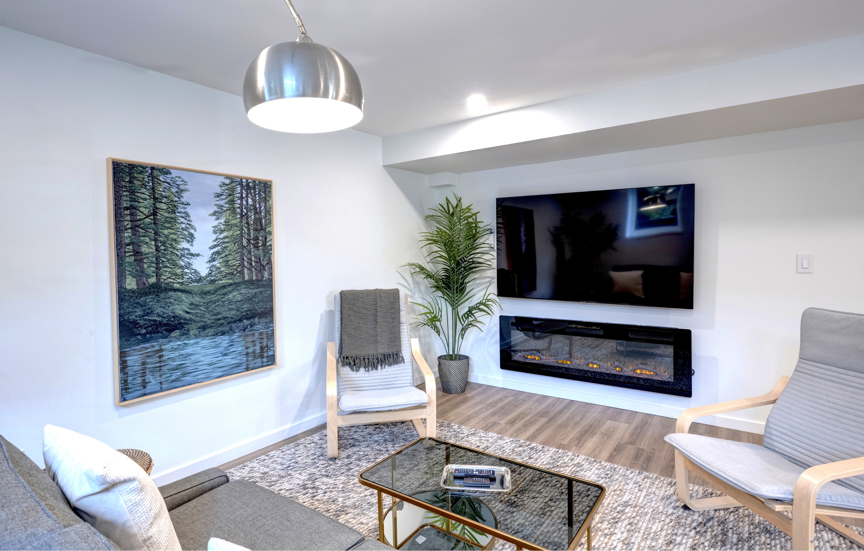 Comfortable seating area designed for relaxing after a day in the city.