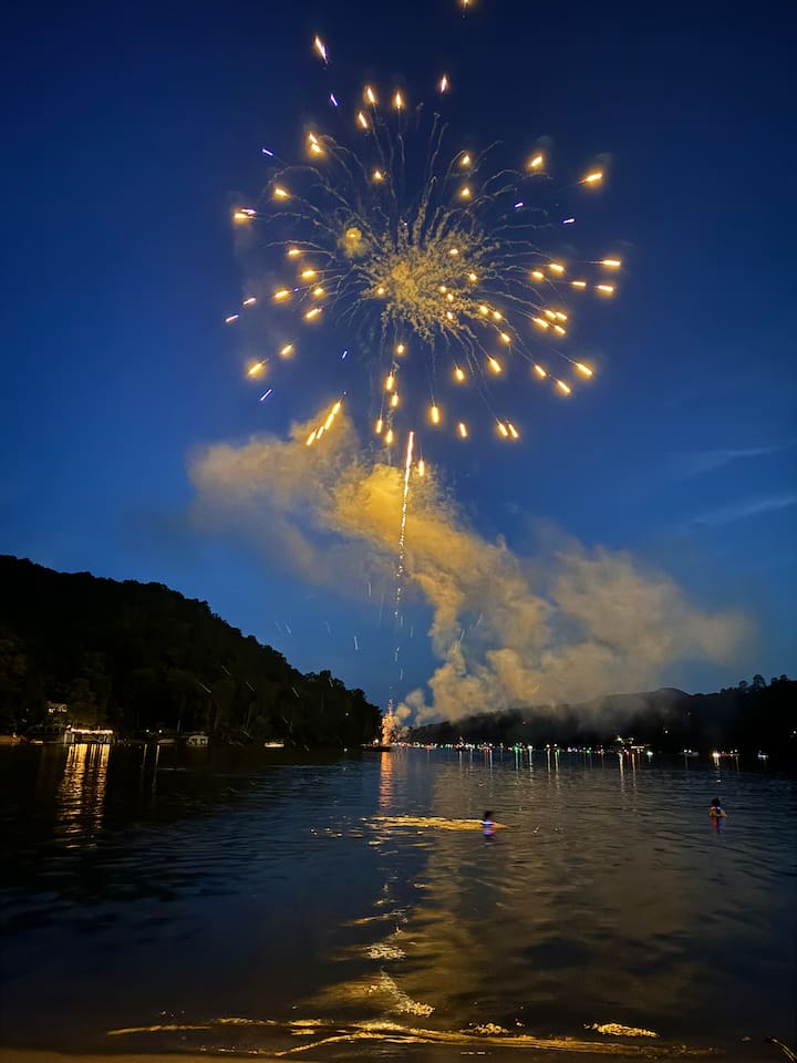 Fireworks over Lake Lure- Rumbling Bald beach