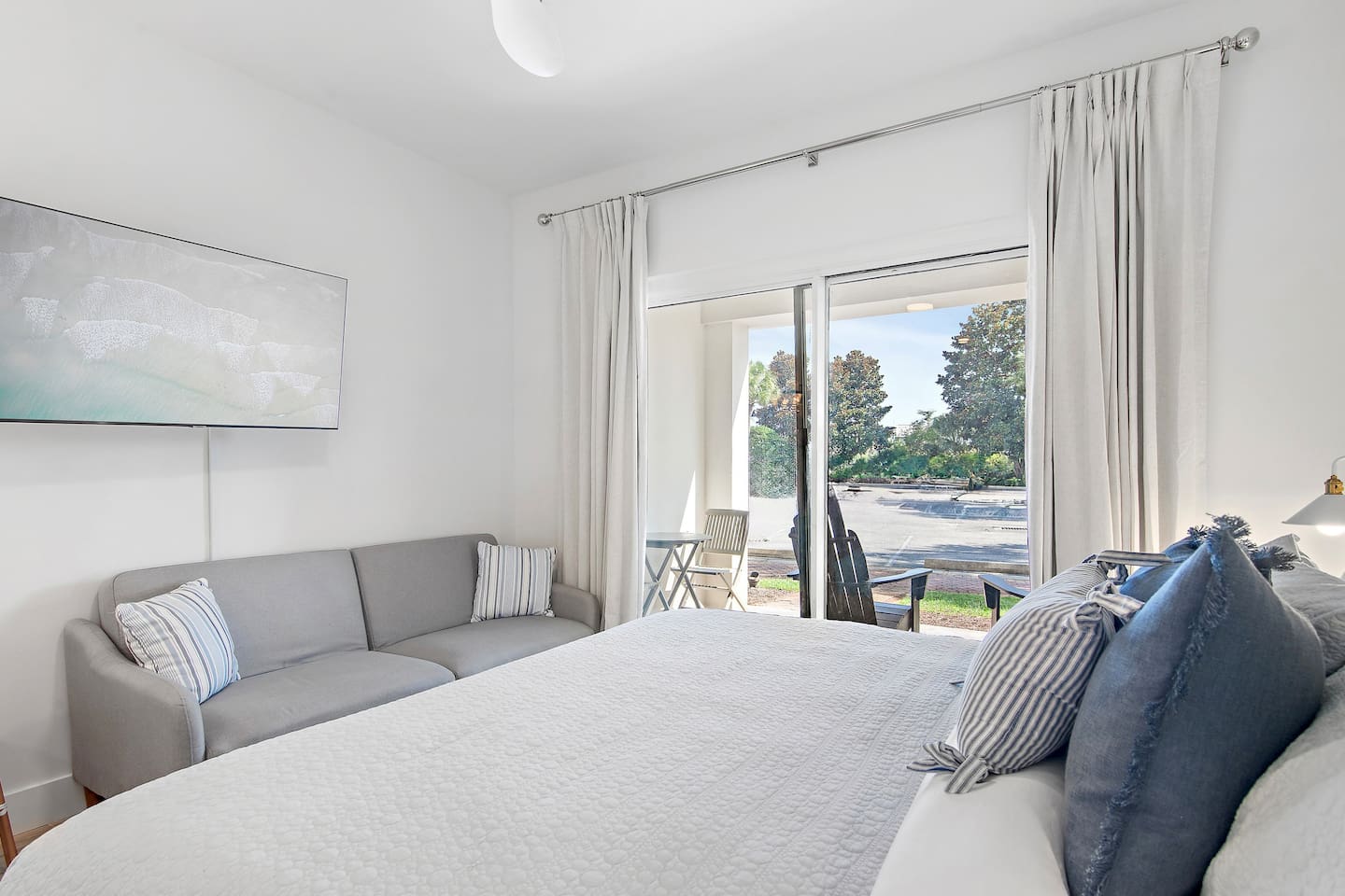 There is a convertible sofa that easily turns into a twin-sized bed to accommodate extra overnight guests. It has a multi-position back, allowing you to convert from a sofa to a lounger to a sleeper with a simple push or pull. 