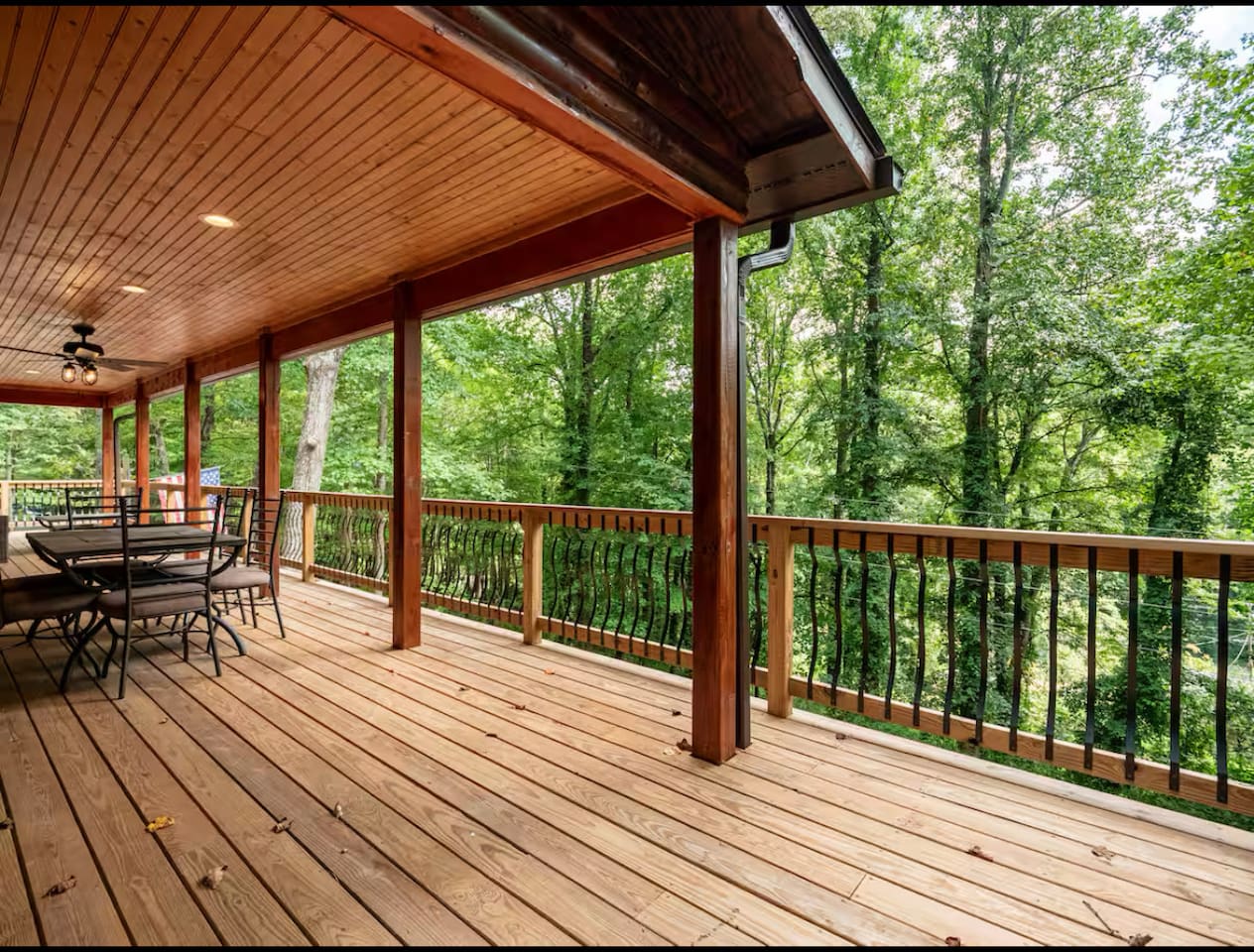 Wrap around deck of the cabin