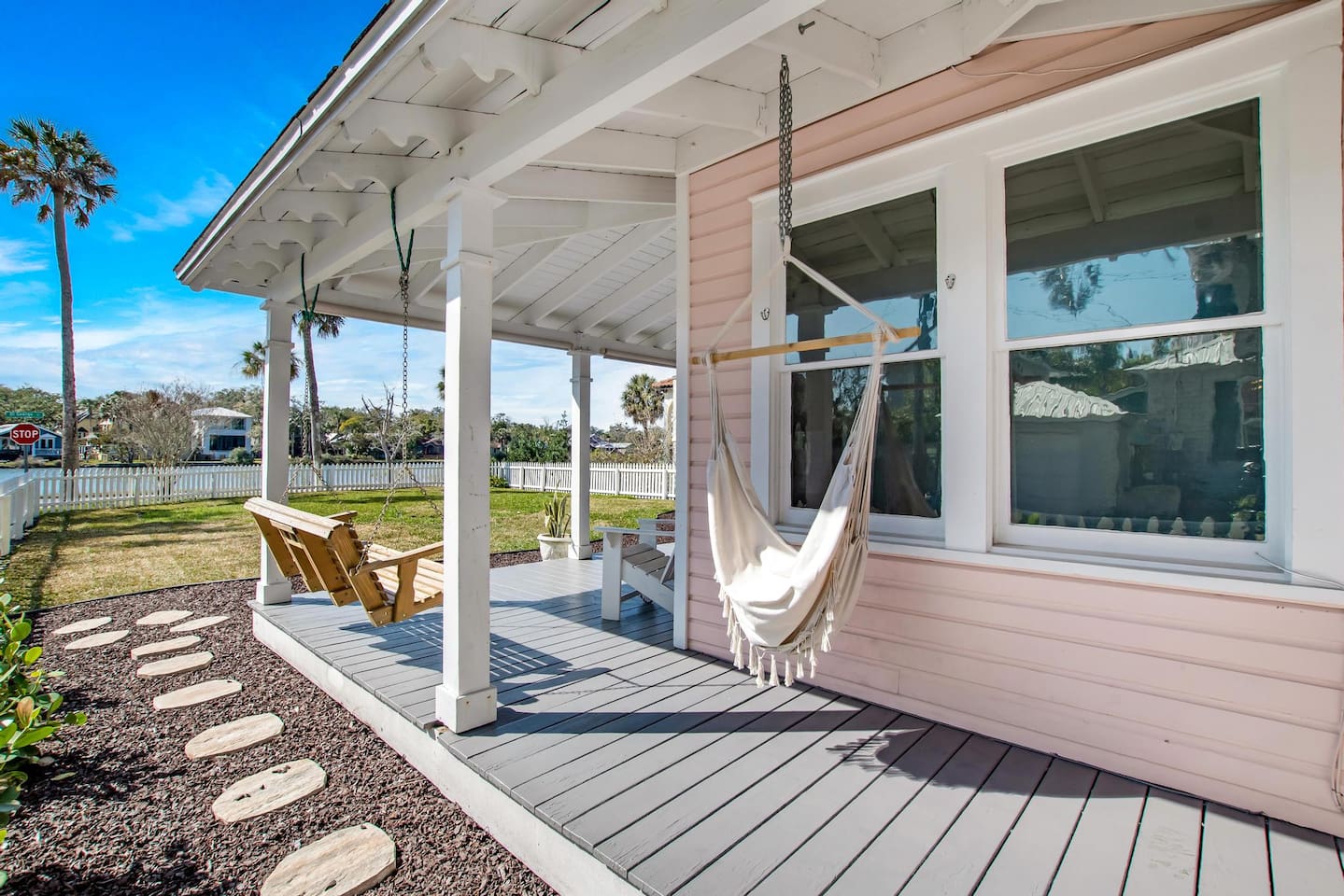South side of Back Porch, Porch swing and hammock chair