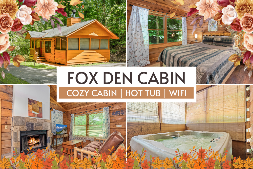 Fox Den Cabin is a cozy mountain escape with WiFi, a private hot tub, and rustic charm—perfect for couples or small families.