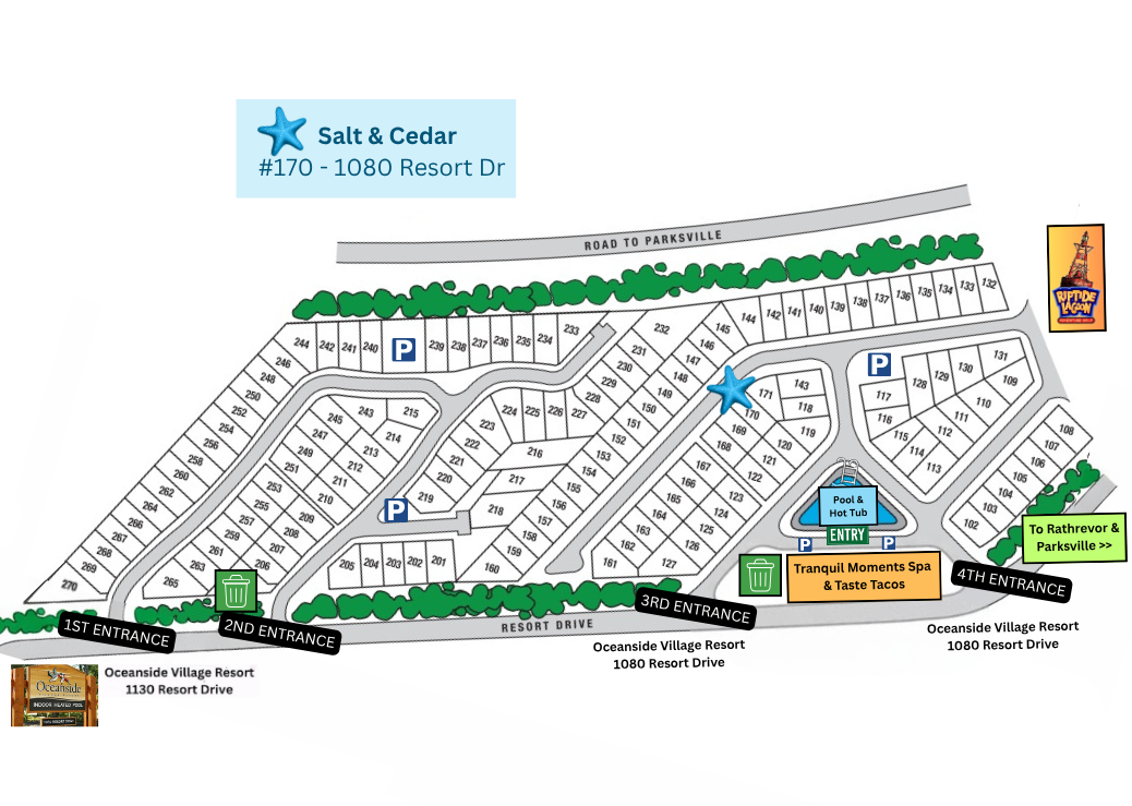 Resort map to locate your cottage easily