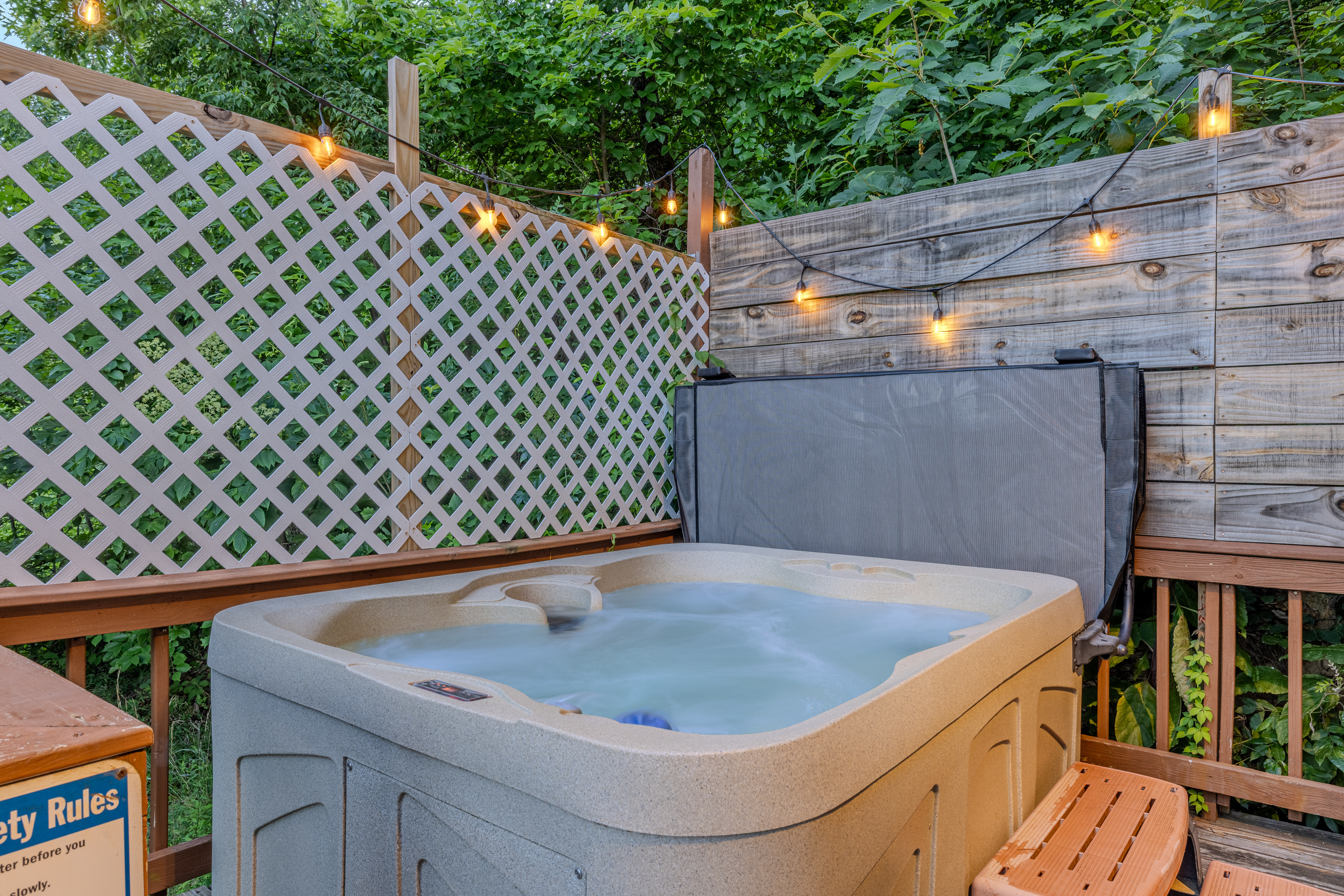 Slip into the hot tub after a day of hiking or exploring