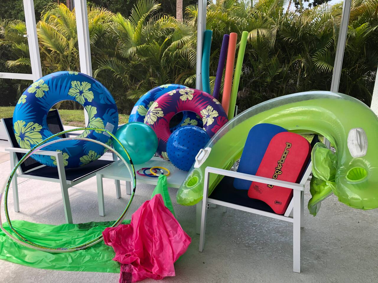 Provided pool toys!