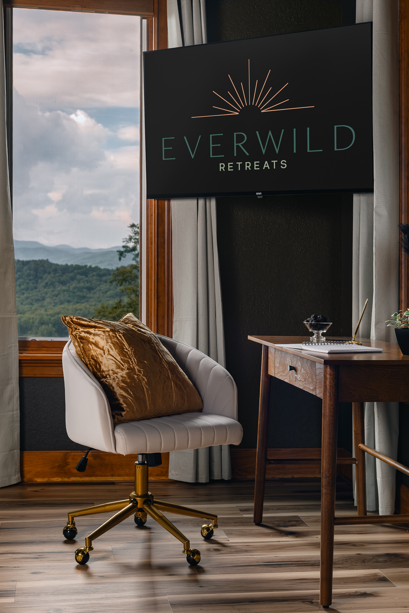 {Bedroom 1} A dedicated desk and workspace gives you a quiet spot to catch up on emails, get ready, or plan the day's adventures.