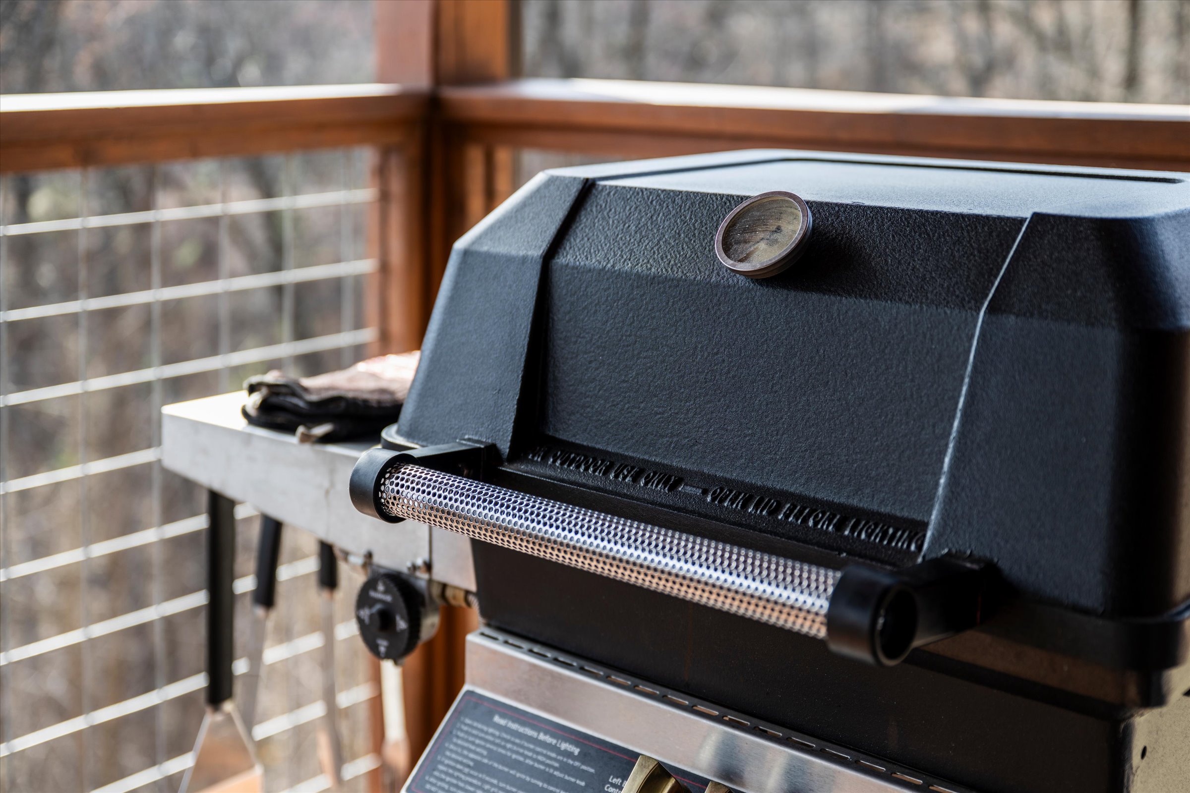 Gas grill connected to the gas infrastructure for your convince.