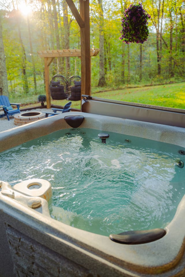 Take in the peaceful views from the porch, surrounded by nature's beauty.