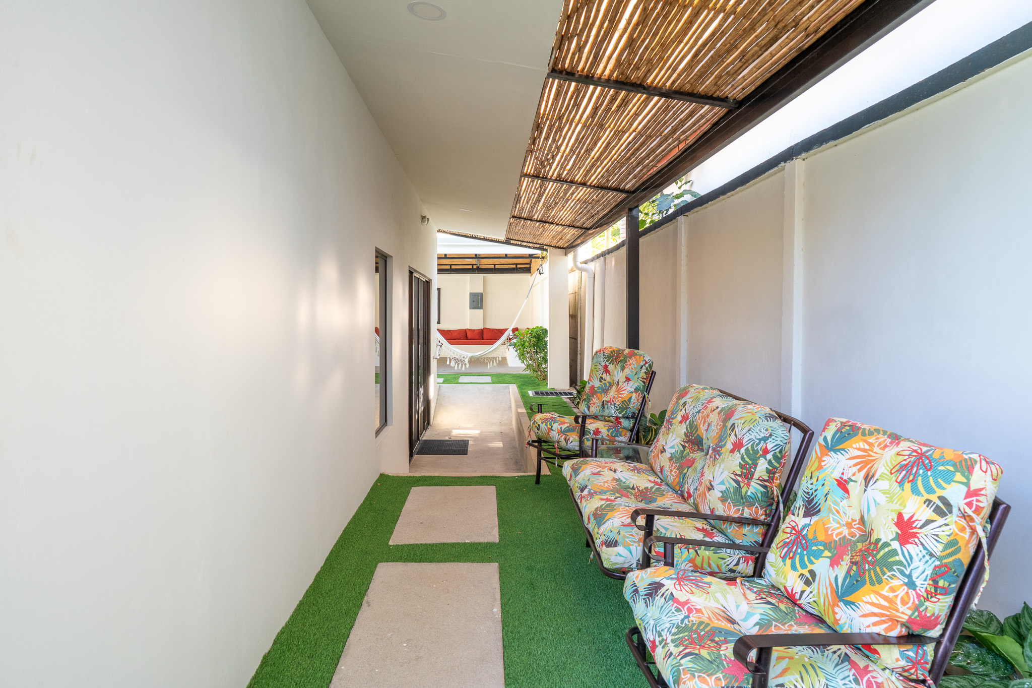 Covered walk ways and entrances into each unit