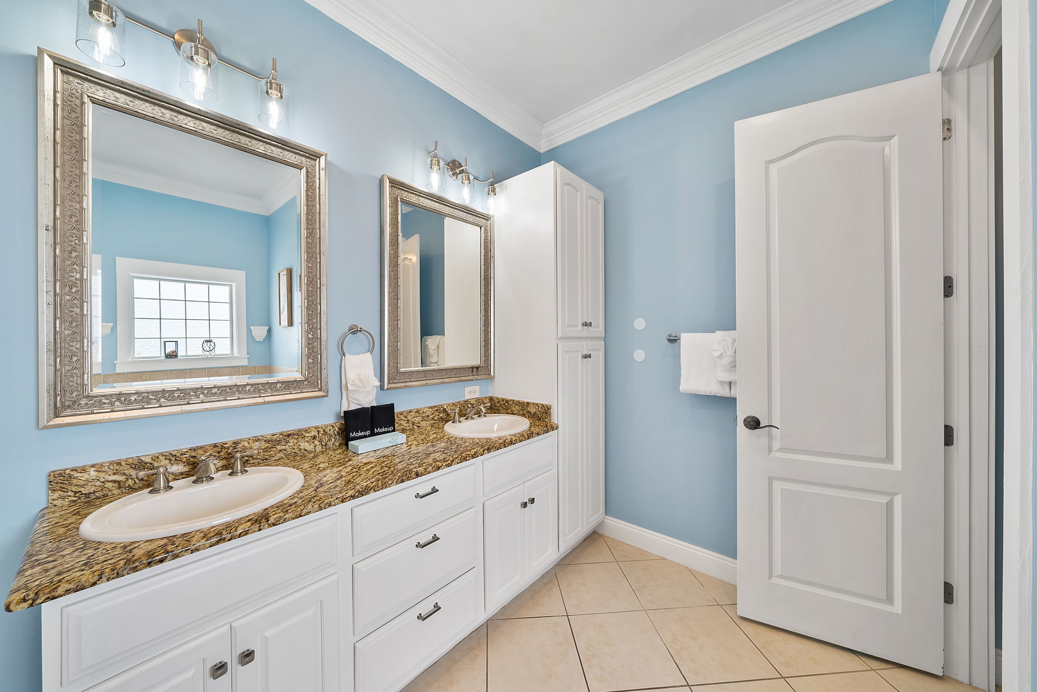 Master Bathroom... Private bathroom with double vanities, walk-in shower and a bathtub