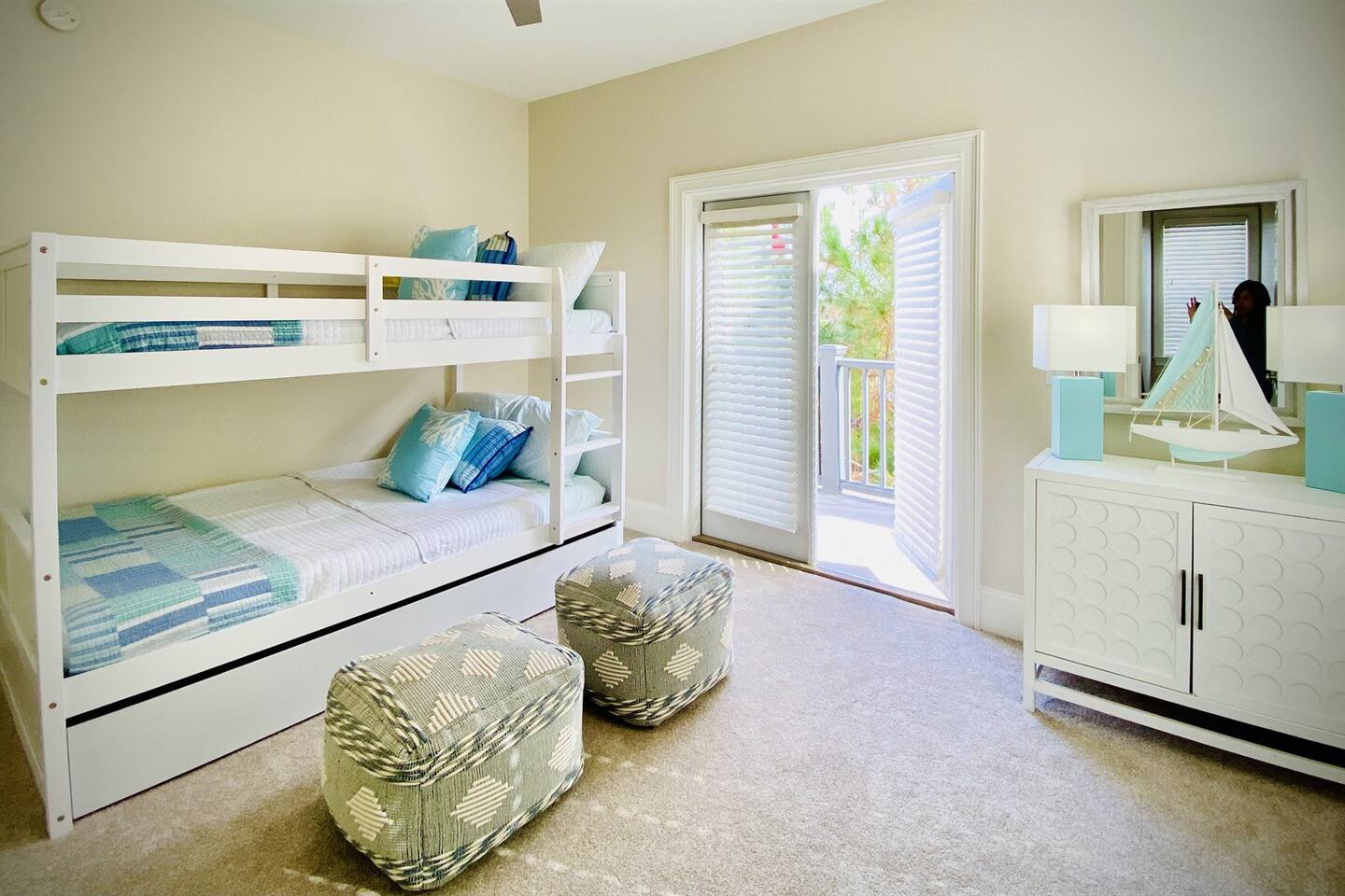 3rd Floor Full size Bunk Bed with Twin size Trundle and Private Balcony on the 3rd Floor