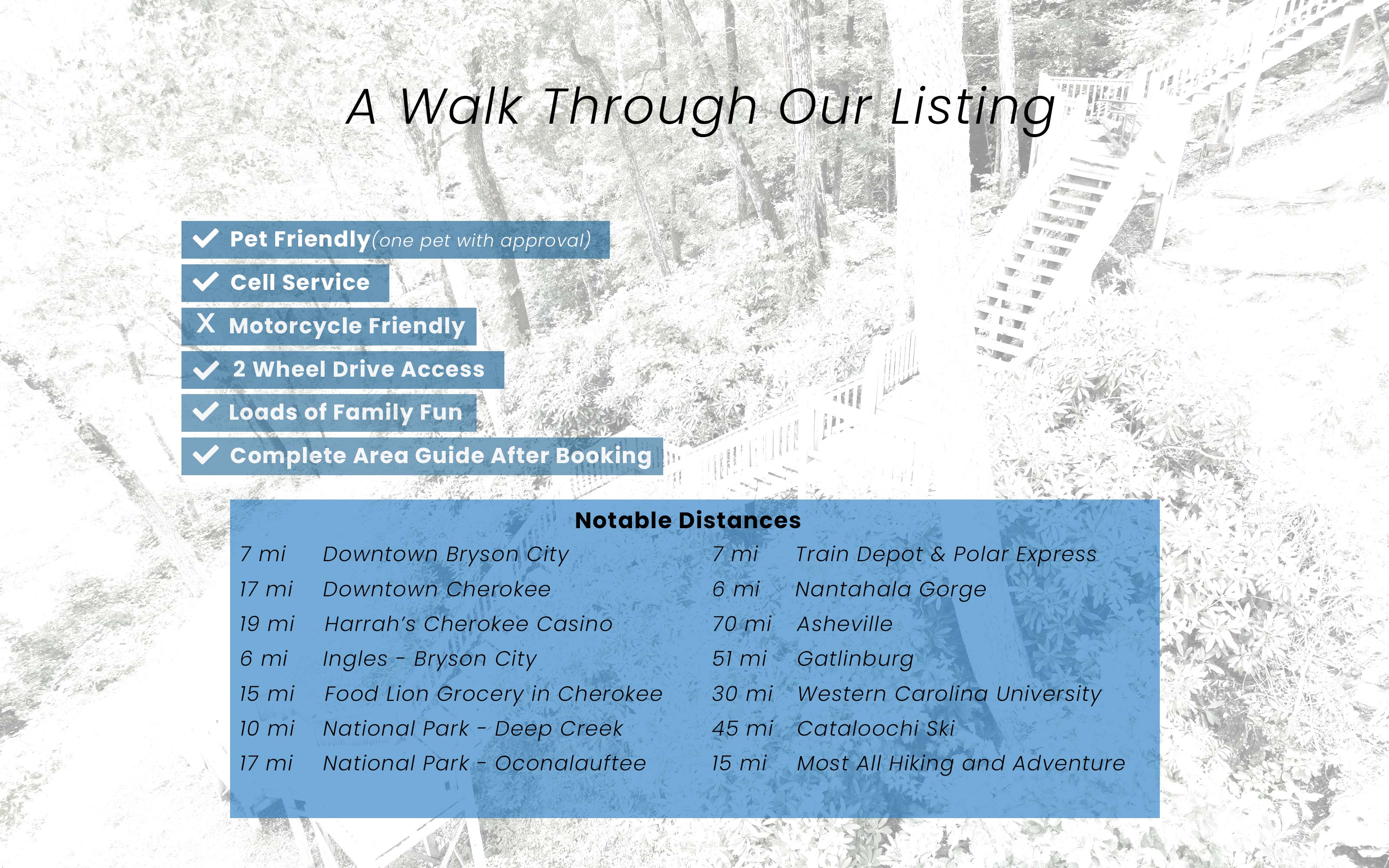 An overview of FAQ and notable landmarks at our property