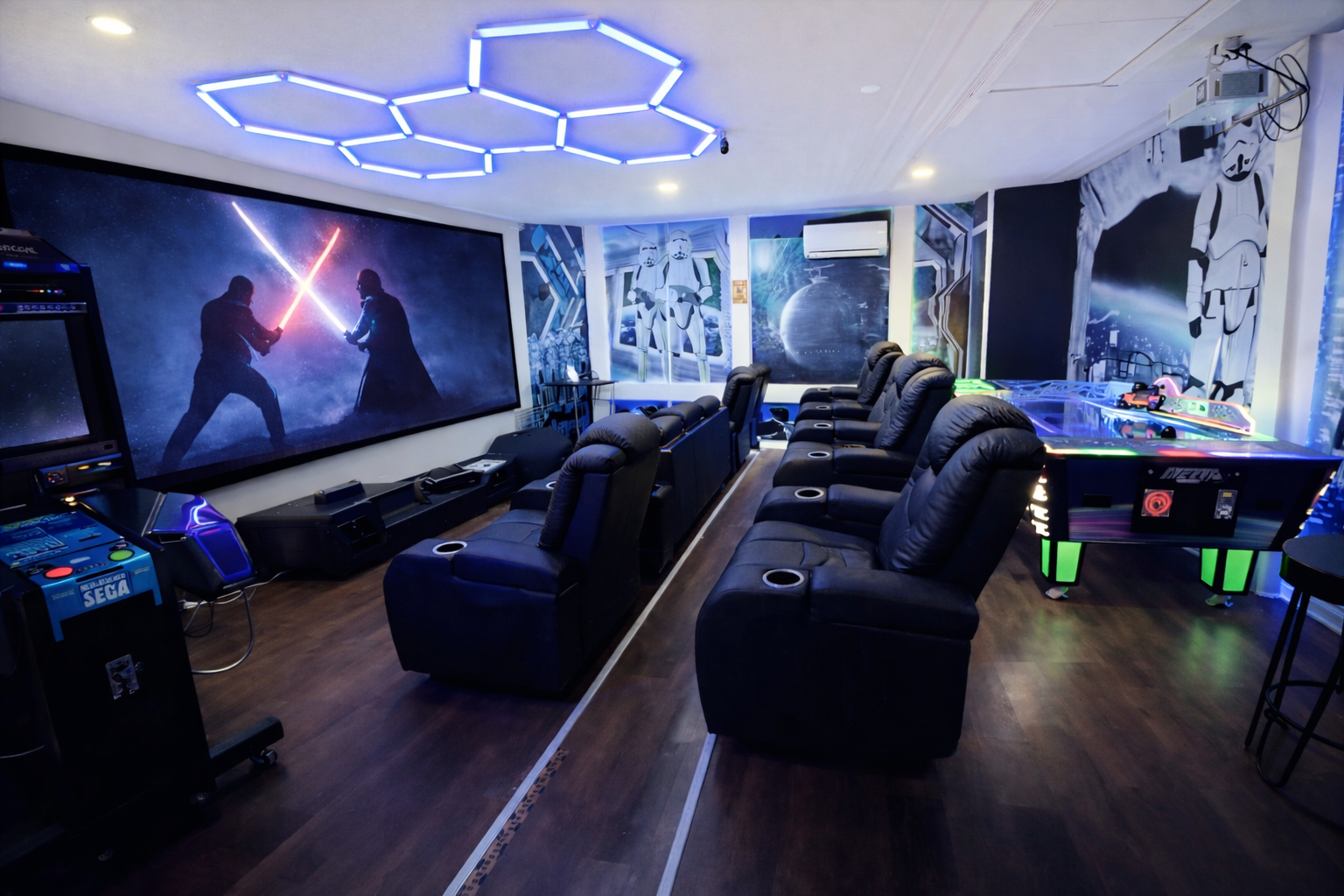 May the Force be with you as you play Ghost Squad or Air Hockey in the arcade cinema