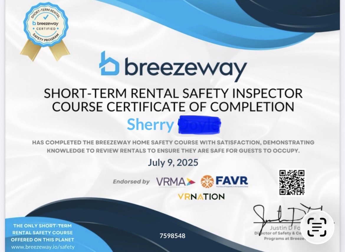 We care about your safety - our homes are inspected so you can enjoy a safe, comfortable stay!
