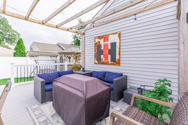 hang on the deck with the firetable and cozy seating