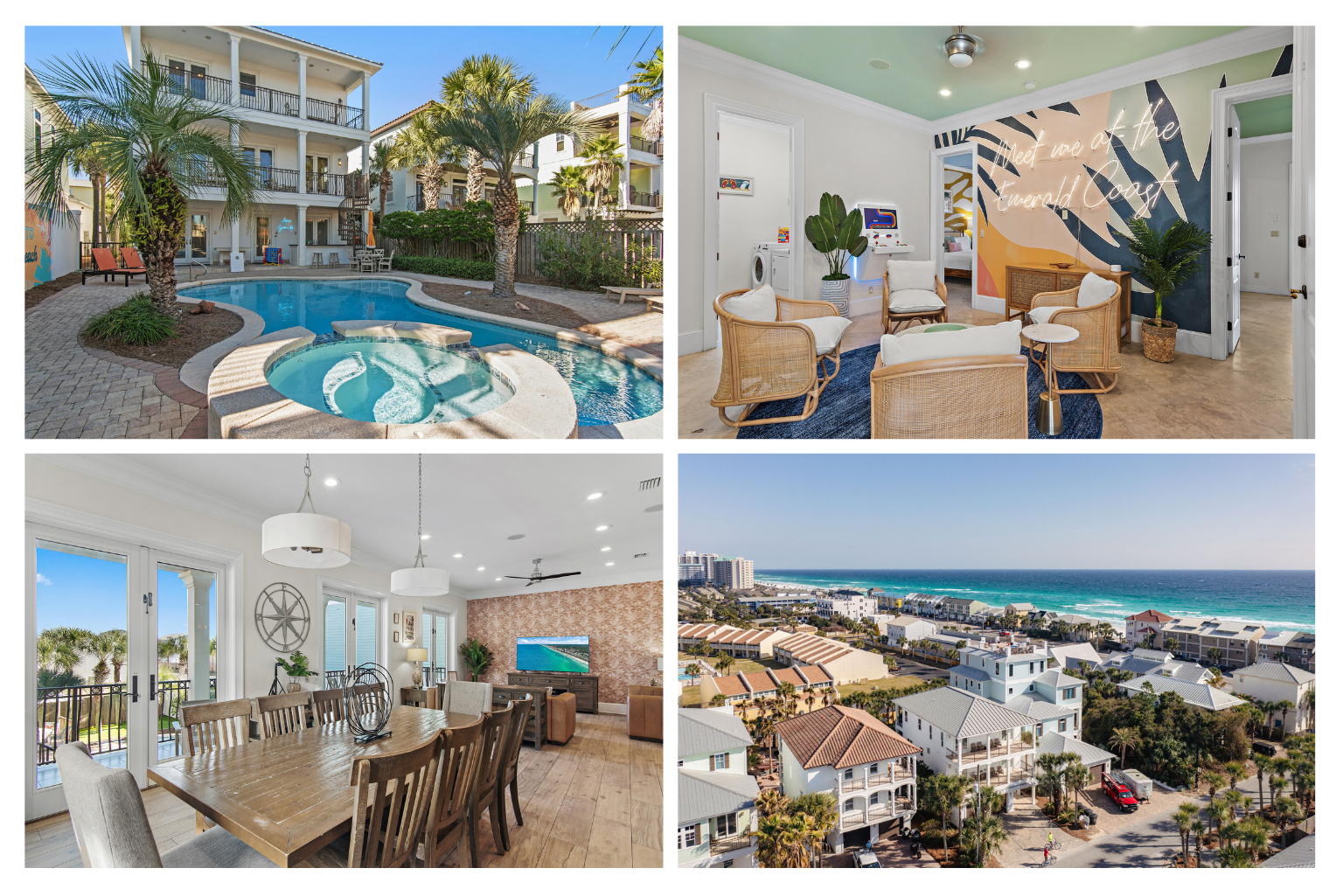 Welcome to AQUA GRANDE!This Steps-from-the-Beach, Updated, Amenity-rich Home is built to entertain and deliver an upscale beach vacation. Private Pool, Hot Tub, Golf Cart, Game Room, and more!