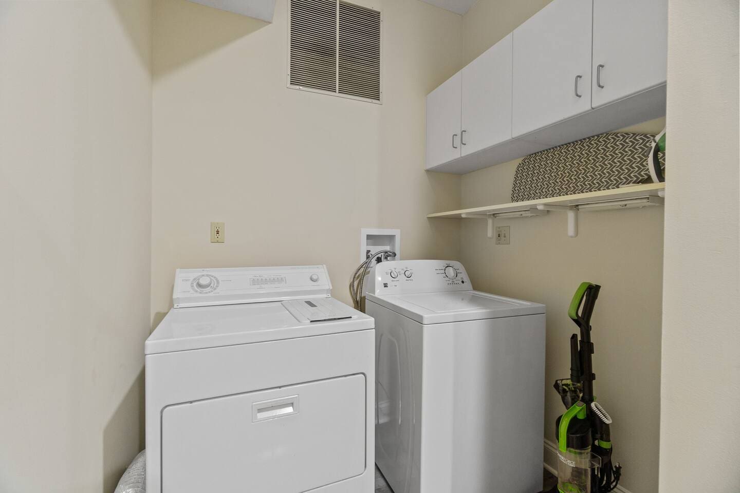 Laundry area with washer and dryer.