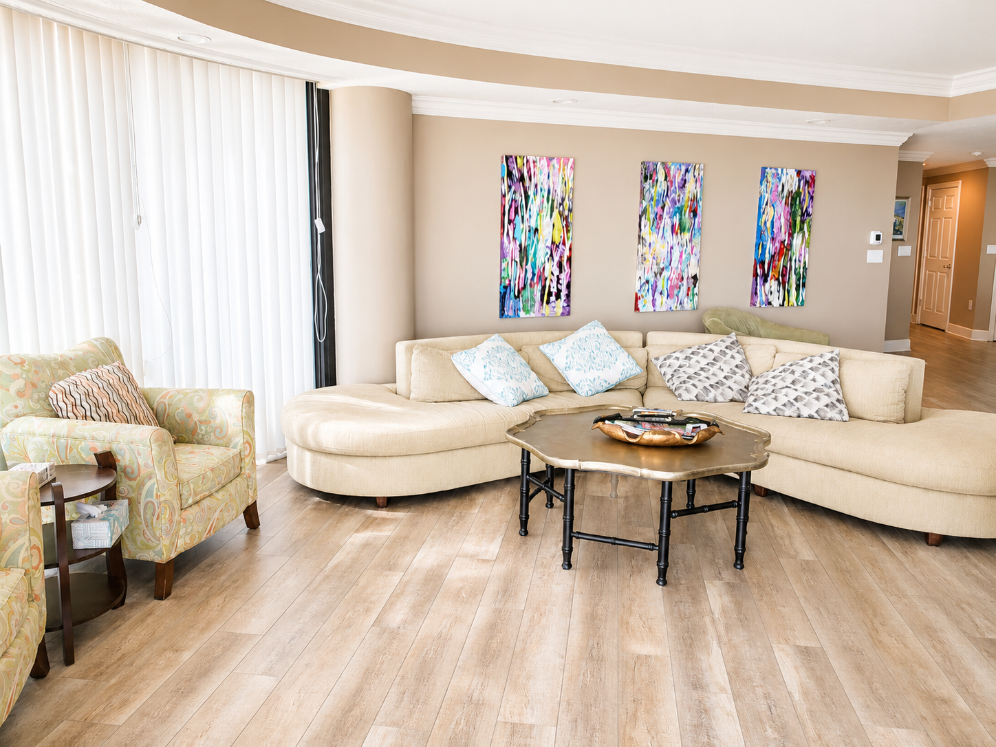 retro chic couch and living area