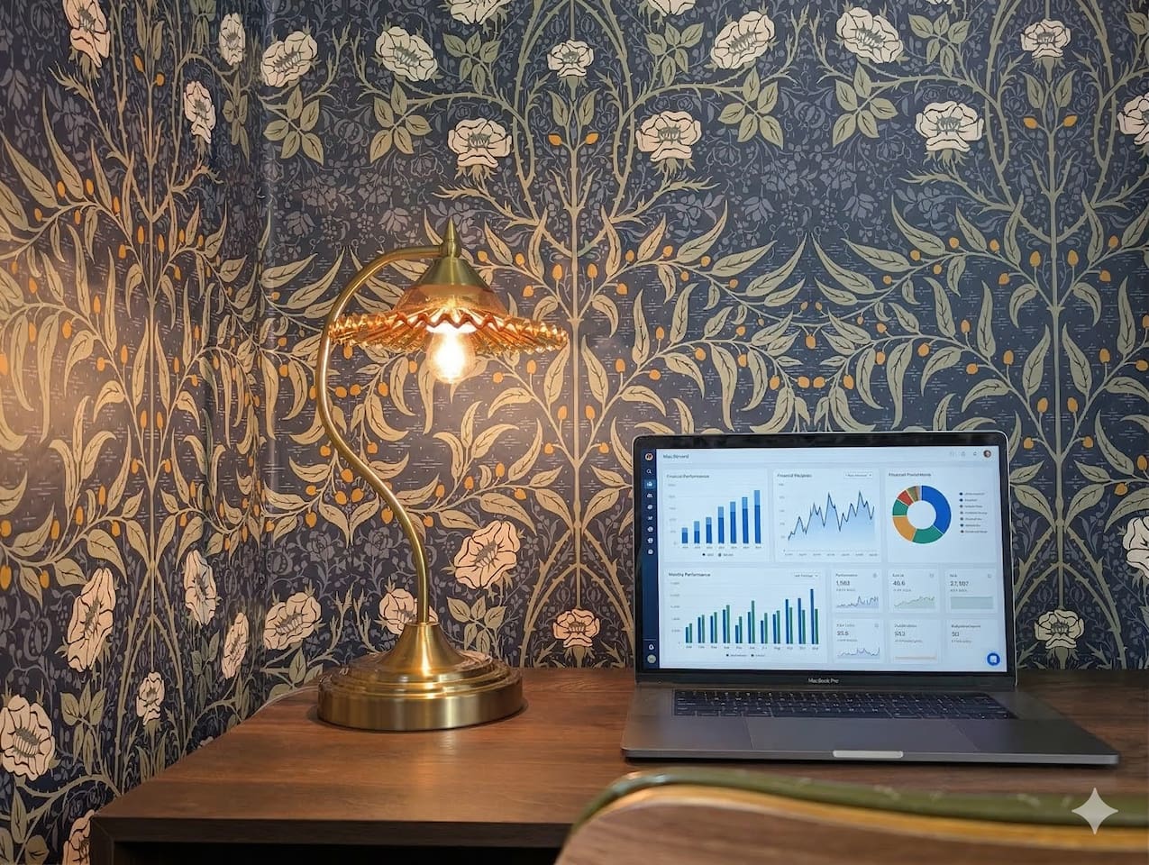 Designed office for remote work and video calls.