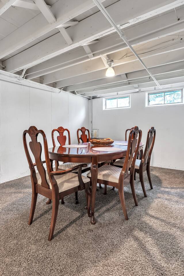 Serve up delicious meals, or enjoy a board game or two at the spacious dining table. 