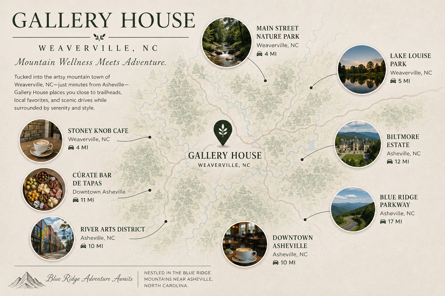Stay close to scenic mountain drives, local favorites, and Asheville's top attractions while enjoying the peace of Weaverville.