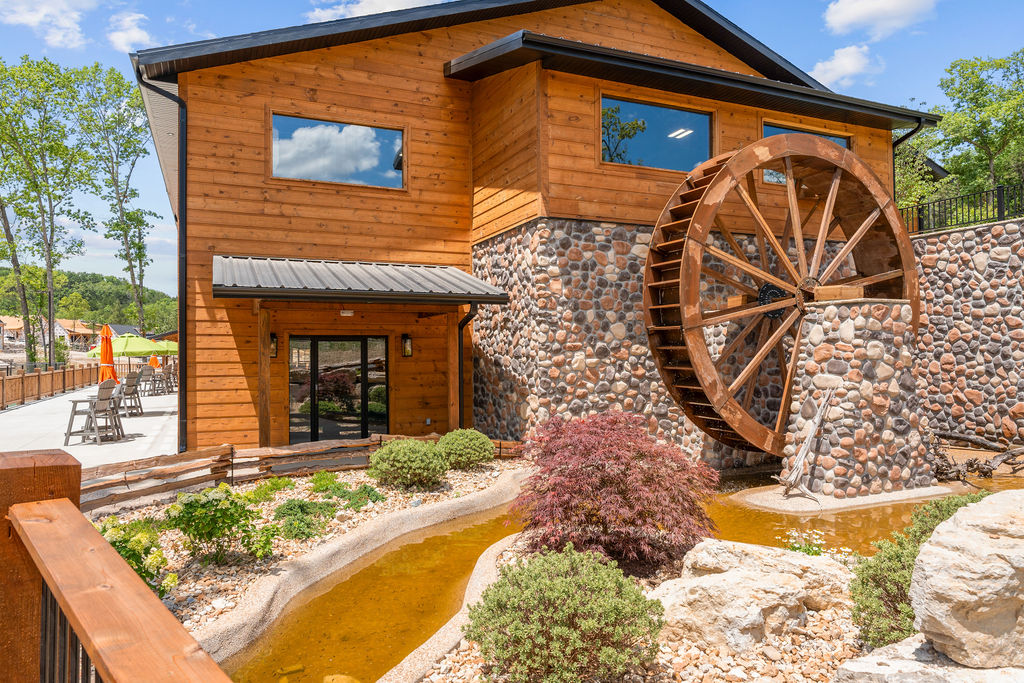 The iconic water wheel on the indoor pool building.  When the wheel is a spinnin, you'll be a grinnin!