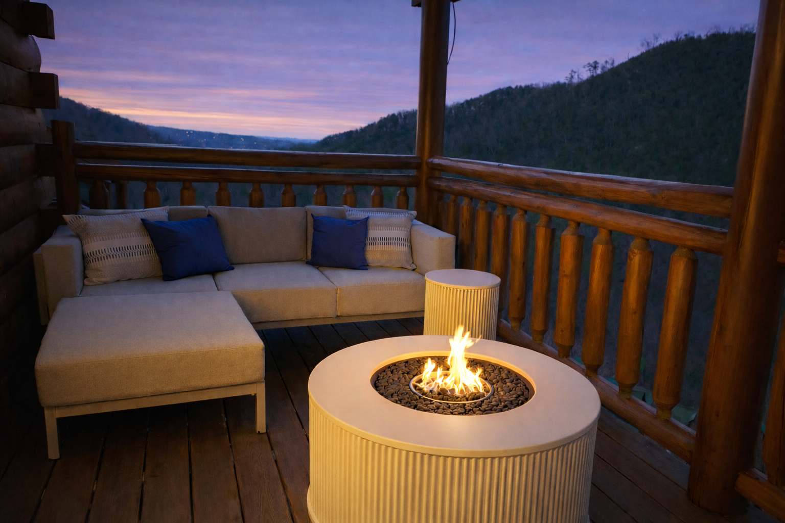 Twilight, mountain air, and a glowing fire pit… this is what Smoky Mountain evenings are made of.