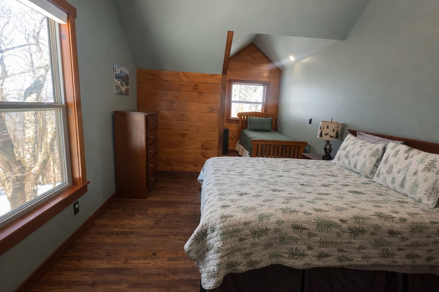 1st Upstairs Queen bedroom with Twin bed.