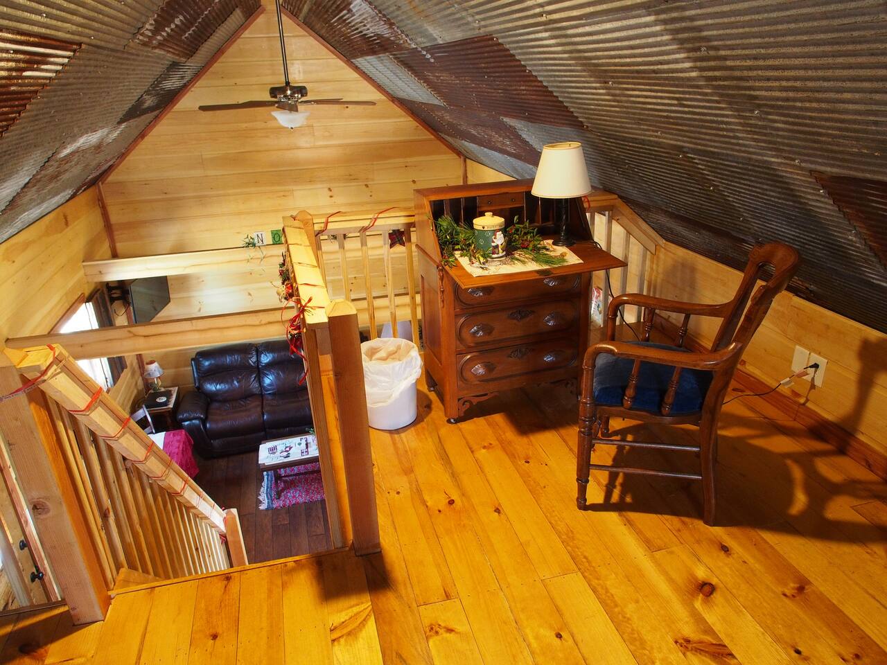 Open Air Loft with Desk and Queen Sized Bed