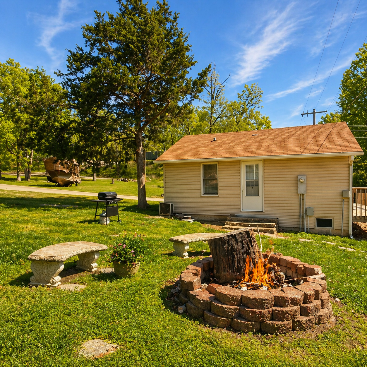 Bungalow #6 Grill area and Firepit