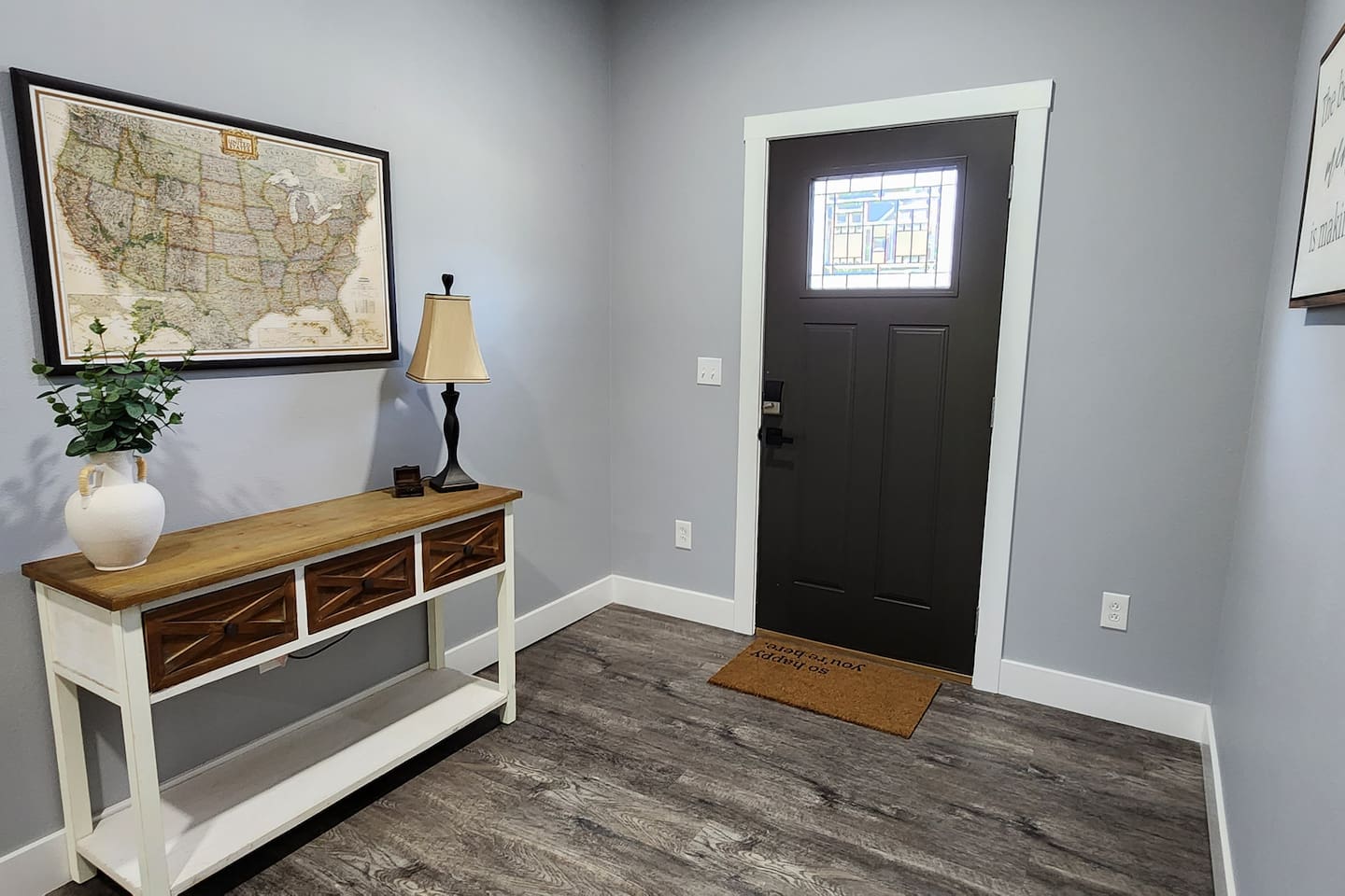 Easy self check-in with a welcoming entry space.