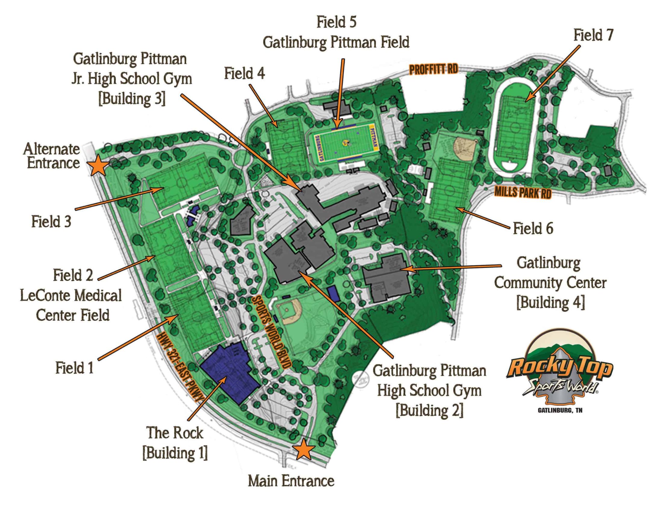 Rocky Top Sport World Map (Only 5 minutes away)!