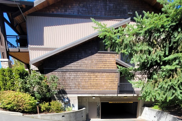 f needed - underground parking. Lock bikes up. 2 EV charging stations.