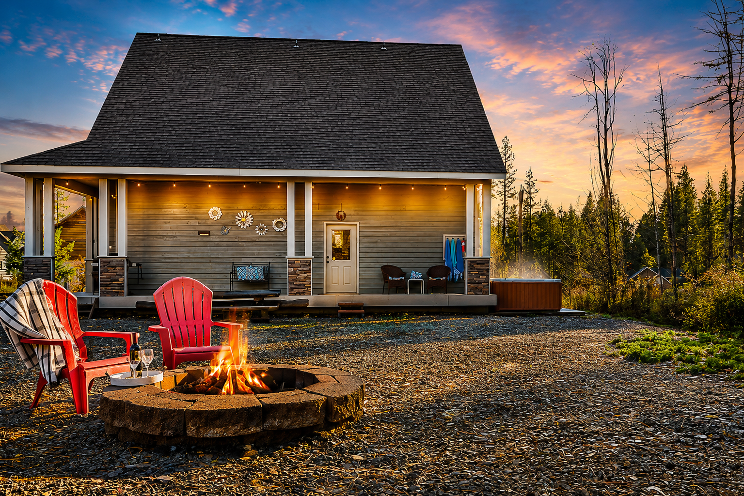 From the firepit you can enjoy beautiful sunsets