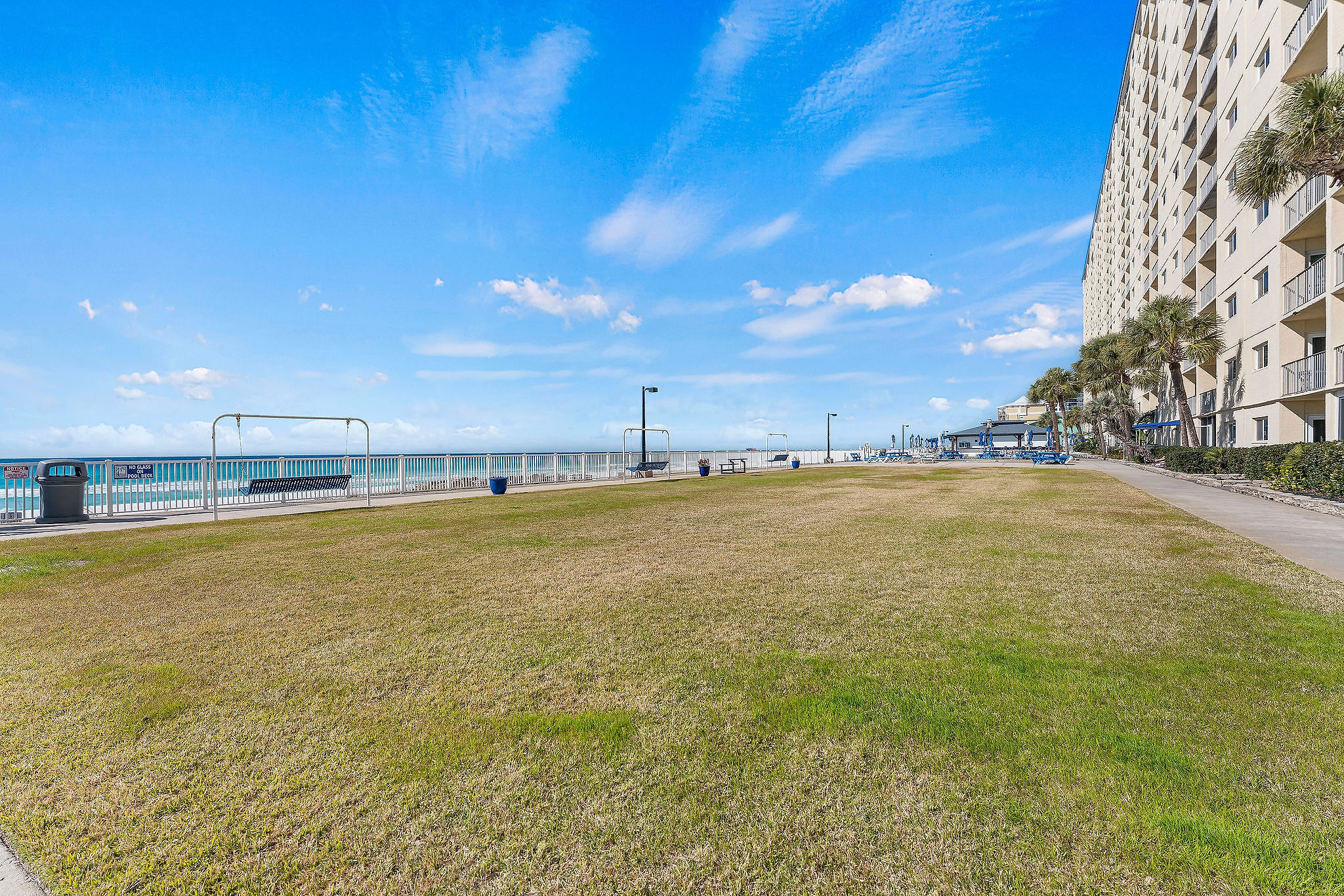 The green space is excellent for playing soccer, tossing a football or running off some steam.