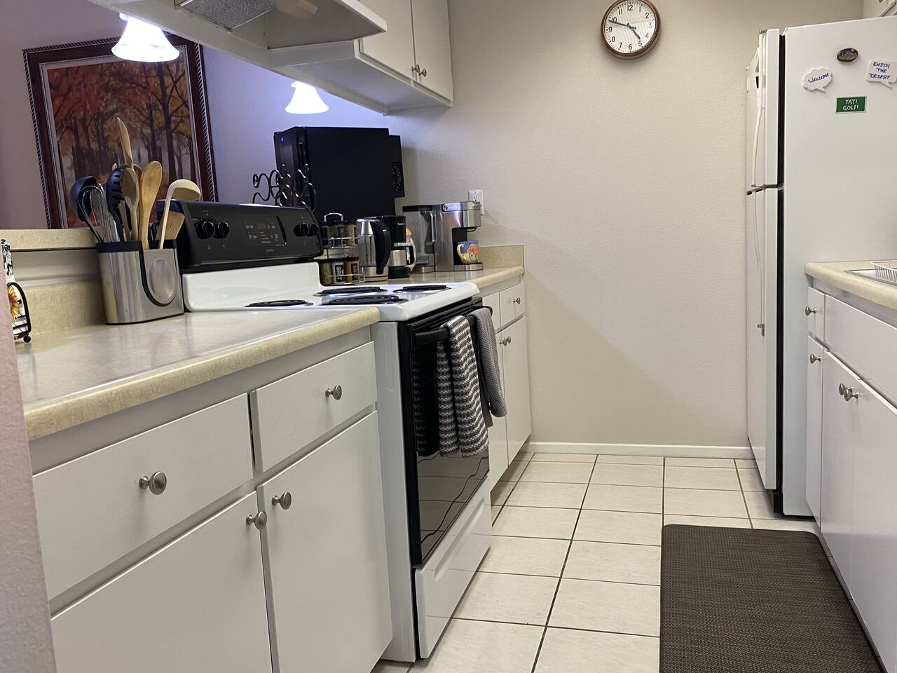 The kitchen is fully equipped for home cooking  & all your entertaining needs with a BBQ on the patio...